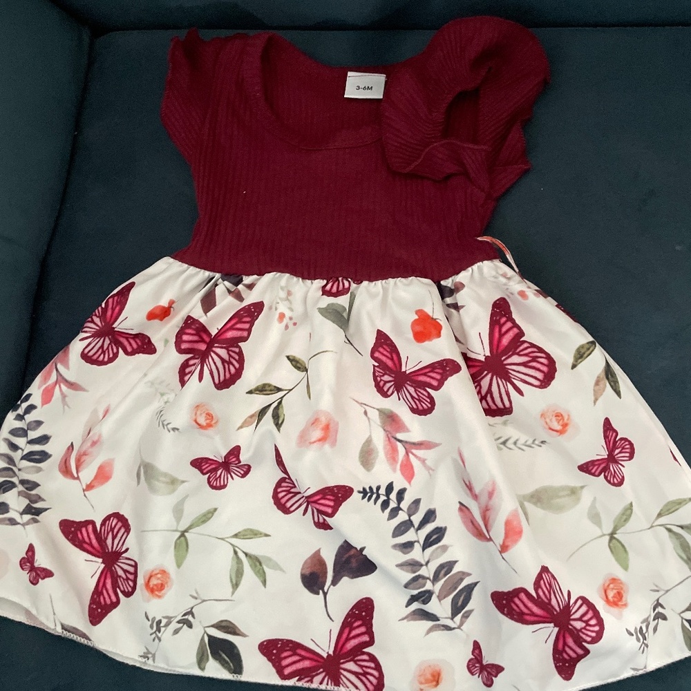Beautiful baby dress butterfly, and flowers